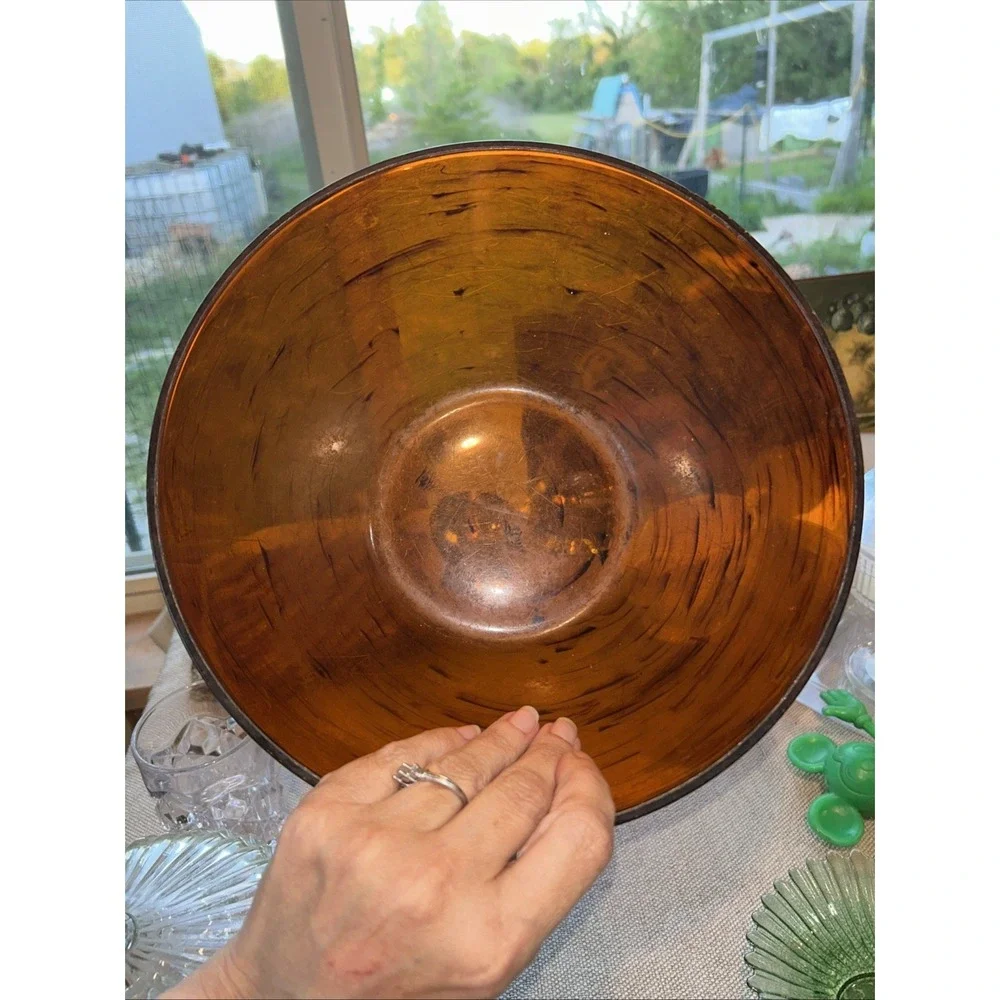 Vintage Mid-Century Modern Faux-Tortoiseshell Lucite Bowl
